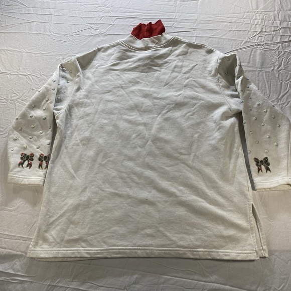 Vintage Late 90s Ugly Christmas Snowman Sweatshirt Puff Paint USA Womens L - Picture 10 of 15